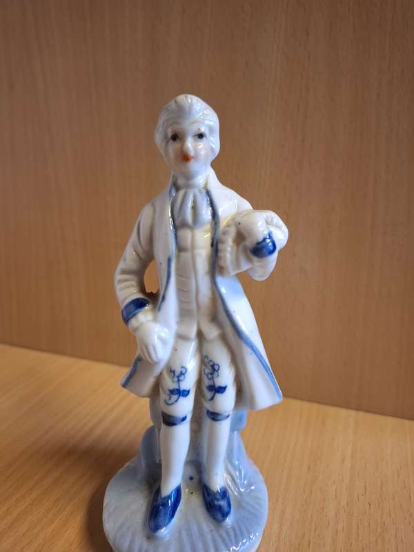 Blue & White Male Figurine - height 15cm width 6cm