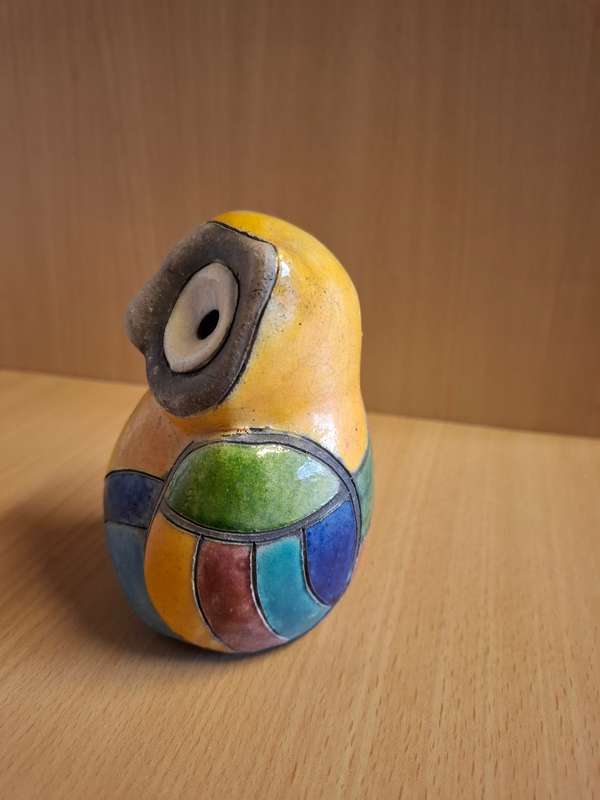 Handmade Raku Pottery Owl  (height 12cm width 10cm depth 8cm)