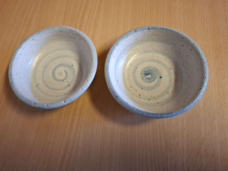 Set of 2 Small Pottery Bowls - width 8cm height 3cm