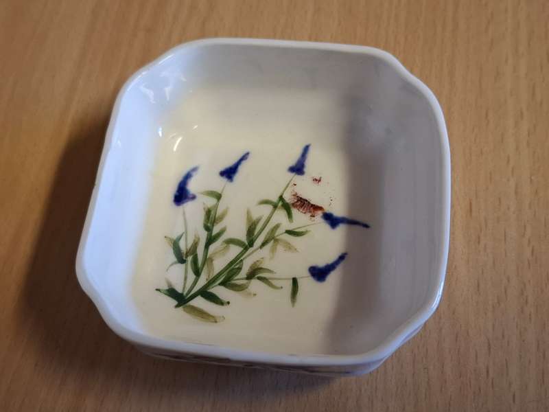 Small Floral Porcelain Dish - 8cm x 8cm height 3cm