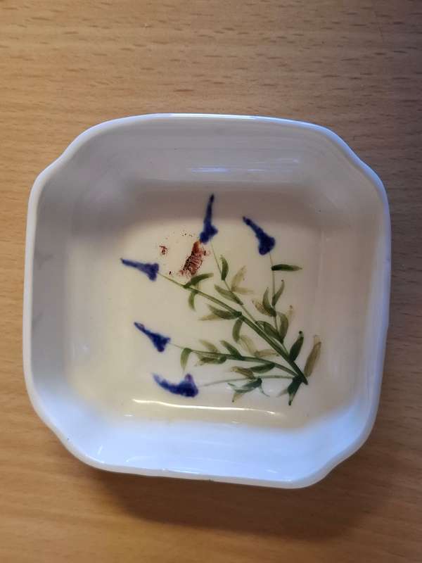 Small Floral Porcelain Dish - 8cm x 8cm height 3cm