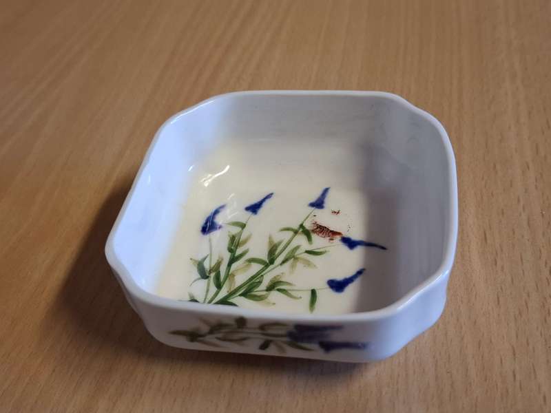 Small Floral Porcelain Dish - 8cm x 8cm height 3cm