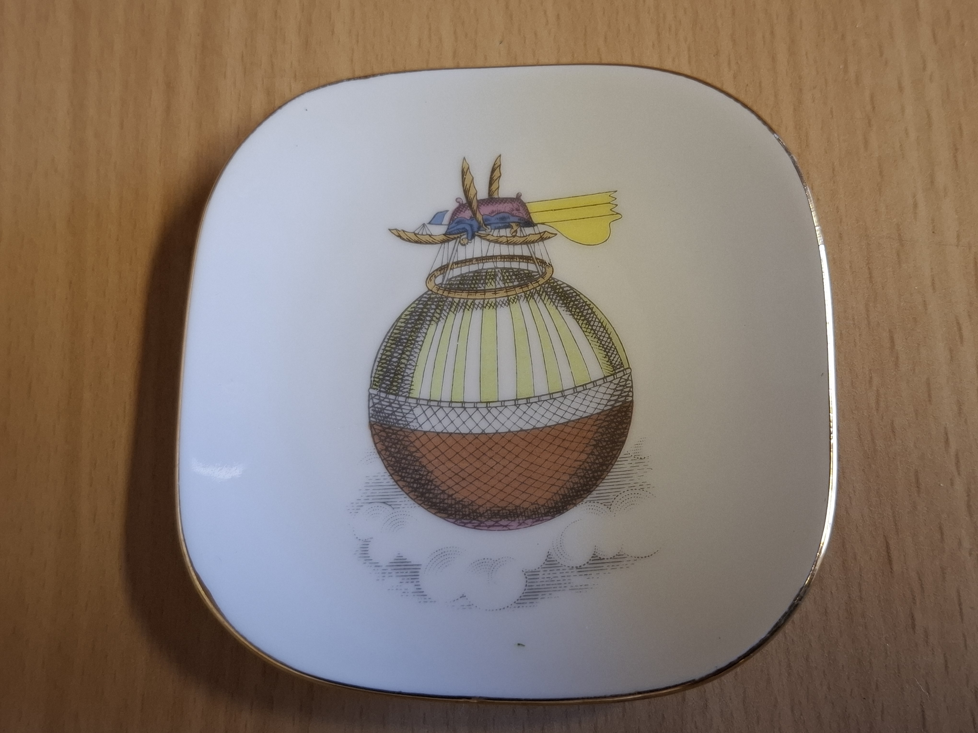 Vintage Richard Ginori - Alitalia Airlines - Porcelain Pin Dish (Hot Air Balloon) width 9cm