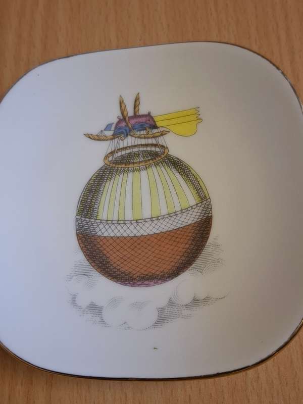 Vintage Richard Ginori - Alitalia Airlines - Porcelain Pin Dish (Hot Air Balloon) width 9cm