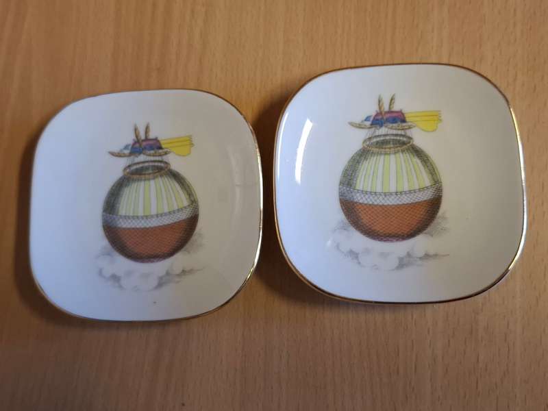Vintage Richard Ginori - Alitalia Airlines - Porcelain Pin Dish (Hot Air Balloon) width 9cm