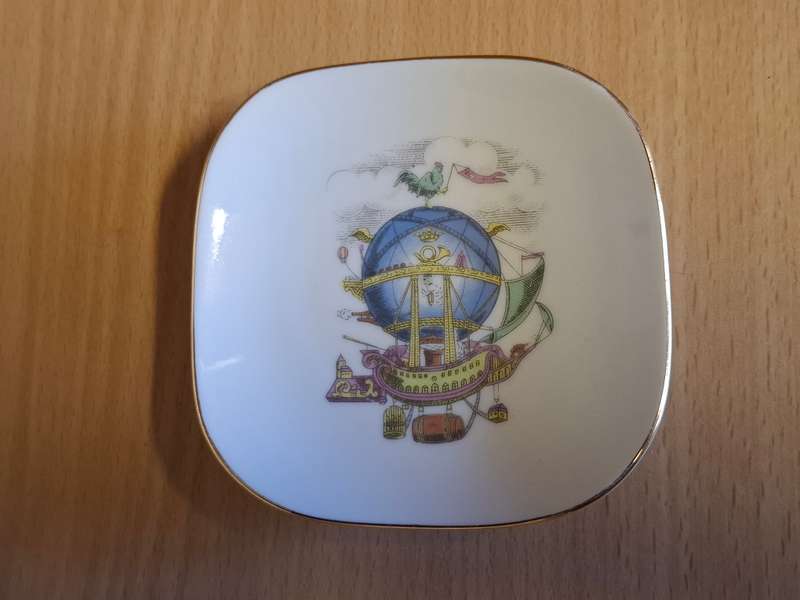Vintage Richard Ginori - Alitalia Airlines - Porcelain Pin Dish (Hot Air Balloon) width 9cm
