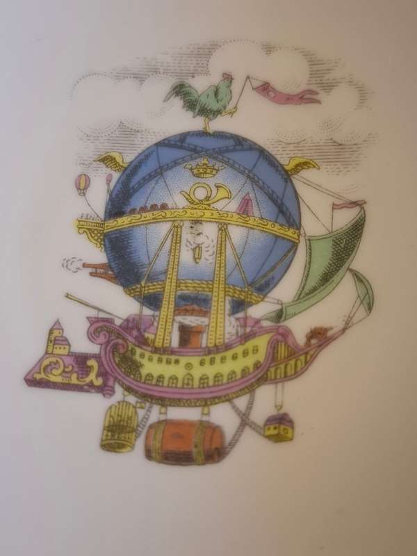 Vintage Richard Ginori - Alitalia Airlines - Porcelain Pin Dish (Hot Air Balloon) width 9cm