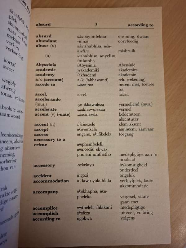 Xhosa Dictionary (English/Xhosa/Afrikaans - Xhosa/English/Afrikaans