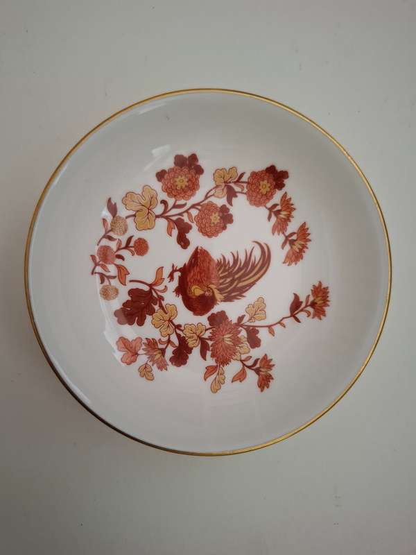 Round Wedgwood Bone China Golden Cockerel Pin Dish - width 10cm