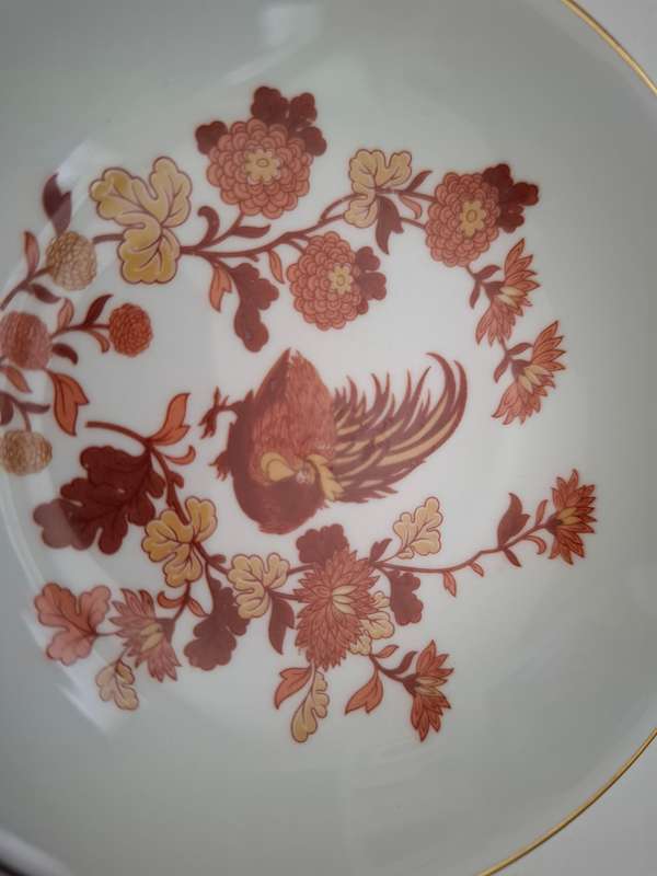 Round Wedgwood Bone China Golden Cockerel Pin Dish - width 10cm