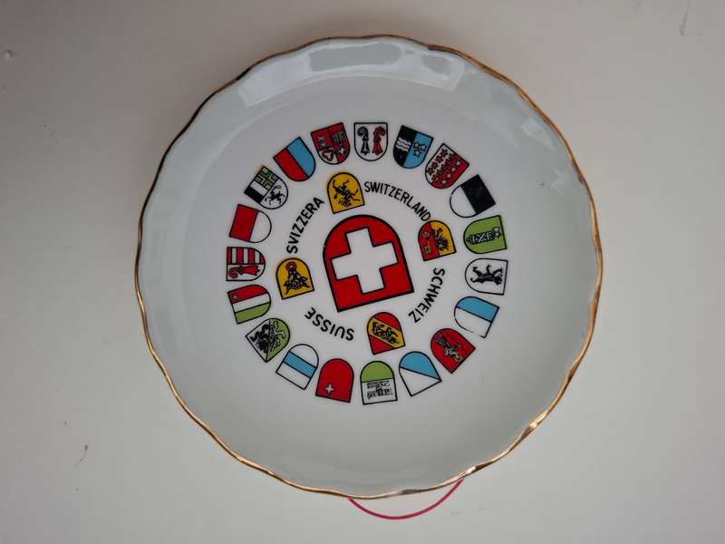 Small Round Souvenir Plate - Switzerland - width 10cm