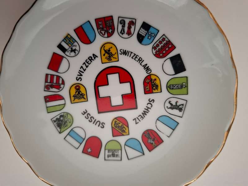 Small Round Souvenir Plate - Switzerland - width 10cm