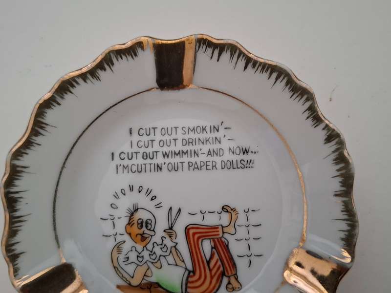 Small Vintage Ashtray - I Cut Out Smoking - width 10cm