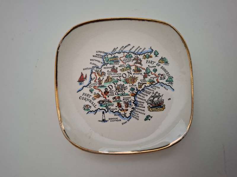Souvenir Plate - Devon - 11cm x 11cm