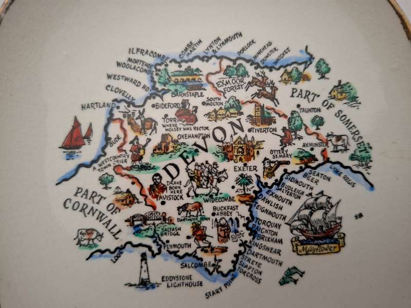 Souvenir Plate - Devon - 11cm x 11cm