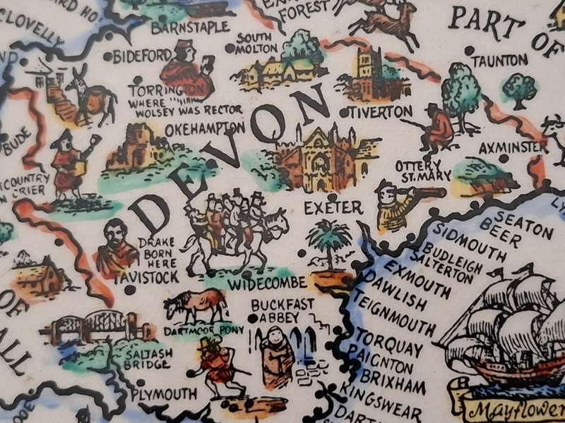 Souvenir Plate - Devon - 11cm x 11cm