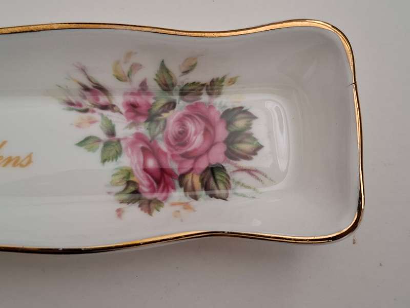 Vintage Floral Fine Bone China Trinket Dish - 21cm x 4cm