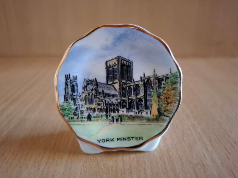 Miniature Coalport Bone China Souvenir Plate - York Minster (6cmx 5cm)