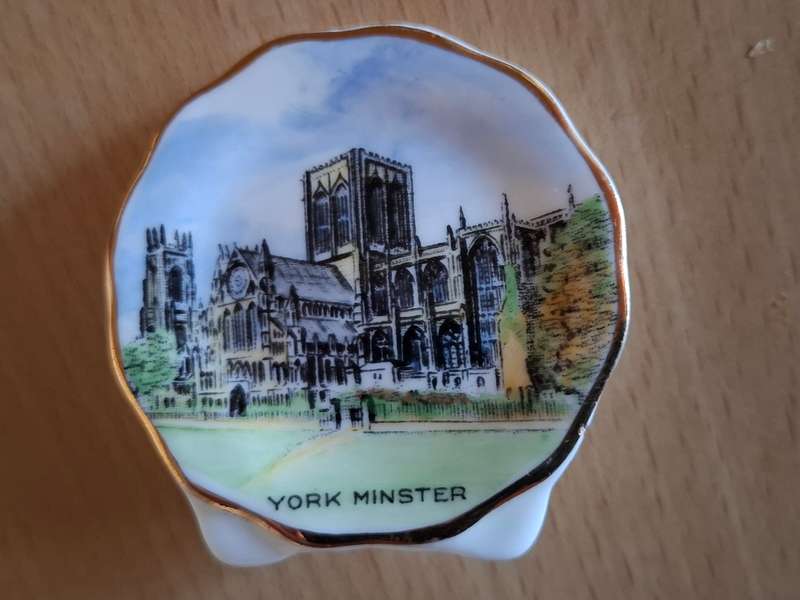 Miniature Coalport Bone China Souvenir Plate - York Minster (6cmx 5cm)