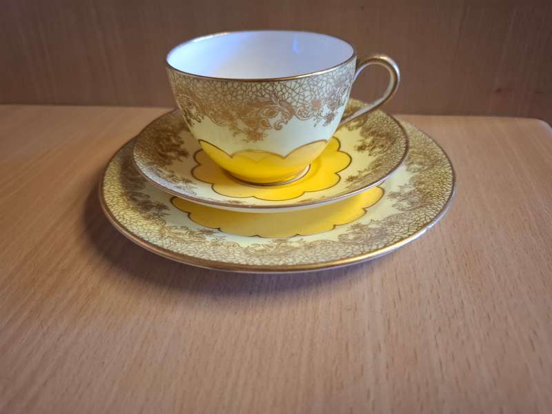 Alfred B. Pearce Co Yellow Trio Teacup, Saucer & Plate