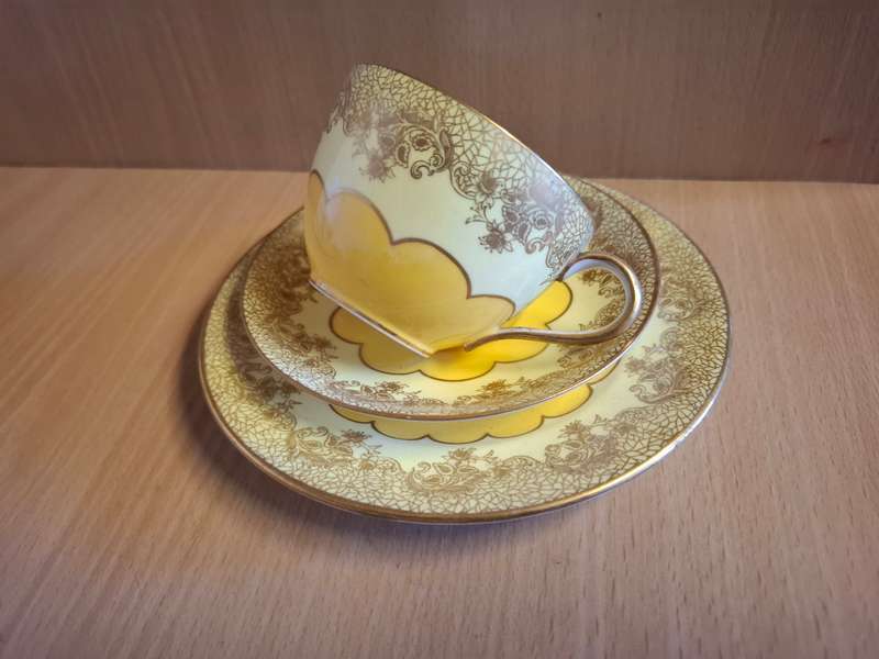 Alfred B. Pearce Co Yellow Trio Teacup, Saucer & Plate