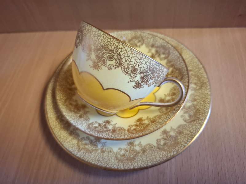 Alfred B. Pearce Co Yellow Trio Teacup, Saucer & Plate