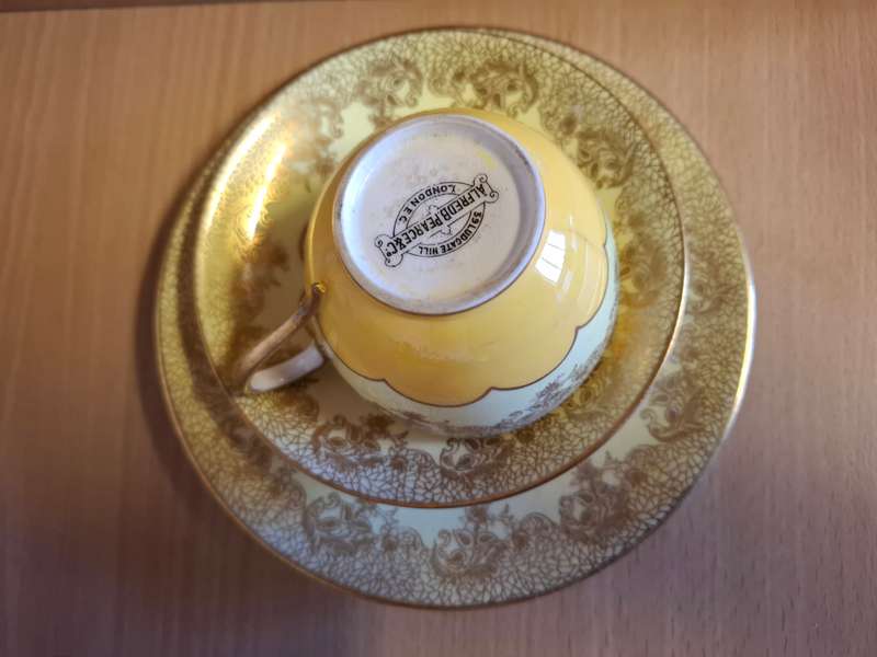 Alfred B. Pearce Co Yellow Trio Teacup, Saucer & Plate