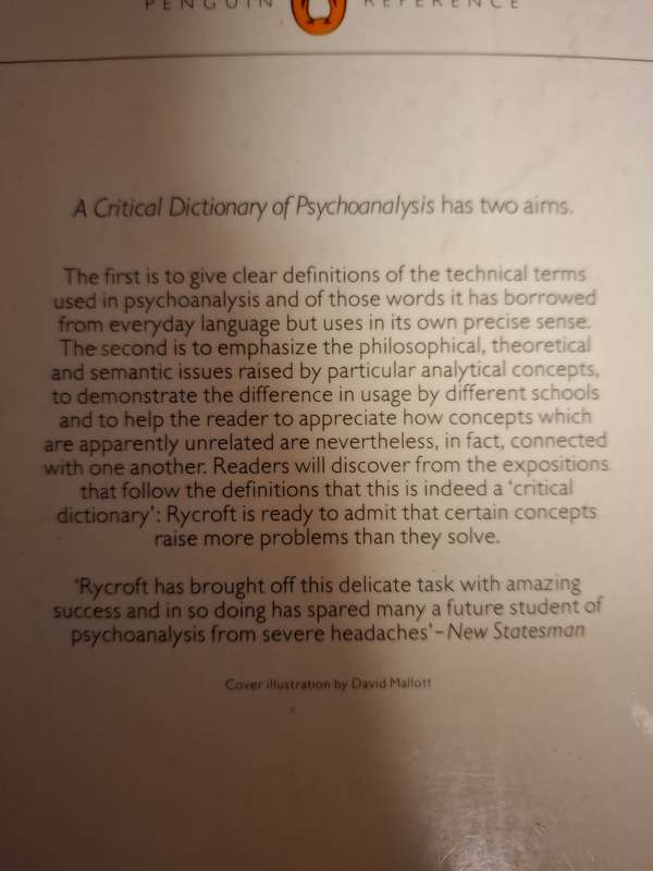 A Critical Dictionary of Psychoanalysis : Charles Rycroft  (Paperback)