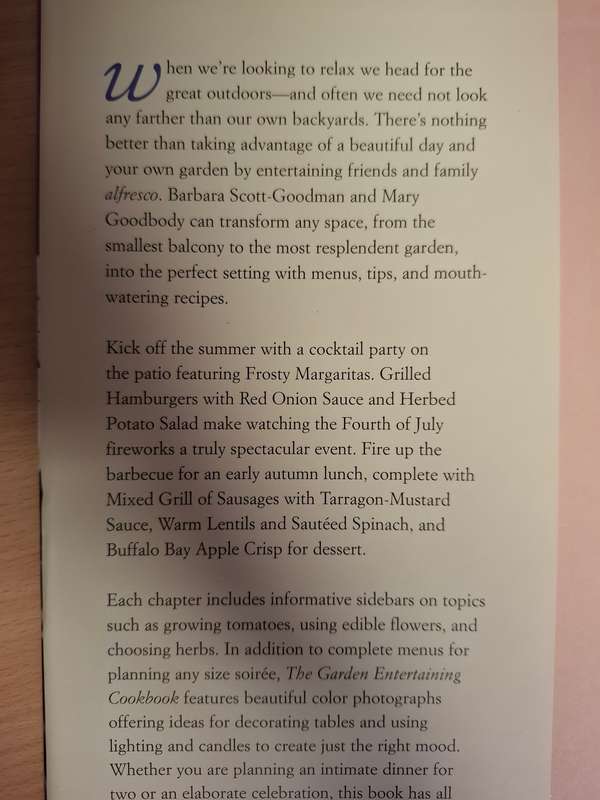 The Garden Entertaining Cookbook : Barbara Scott-Goodman & Mary Goodbody (Hardcover)