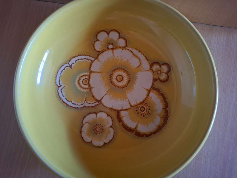 Vintage Yellow Noritake Primastone Bowl - width 21cm height 5cm