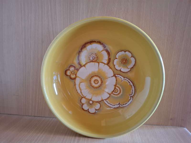 Vintage Yellow Noritake Primastone Bowl - width 21cm height 5cm