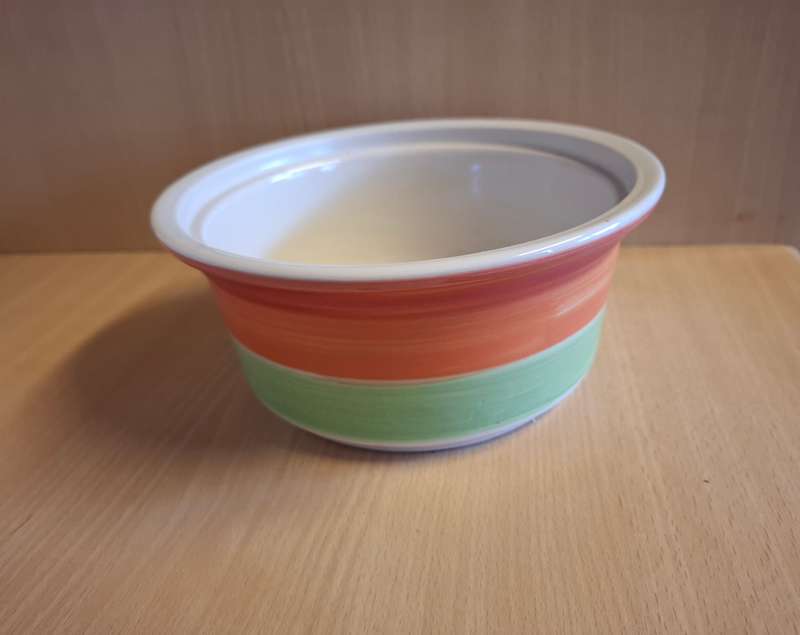 Set of 3 Round Ceramic Striped Bowls