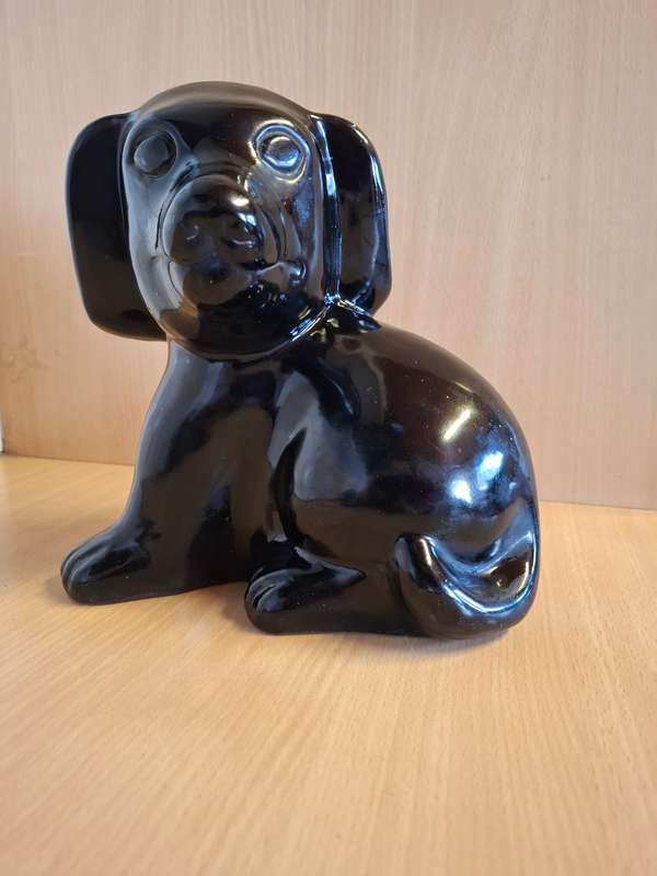 Large Black Dog Figurine