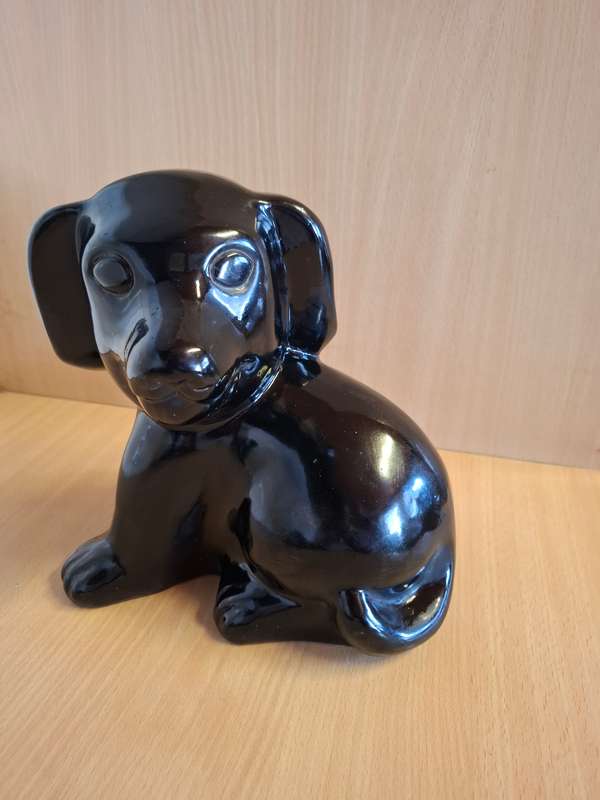 Large Black Dog Figurine