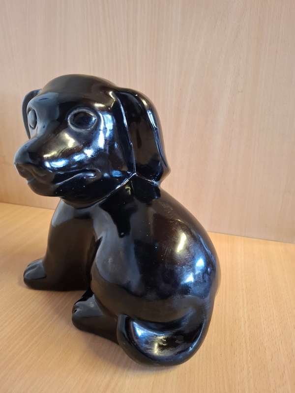 Large Black Dog Figurine