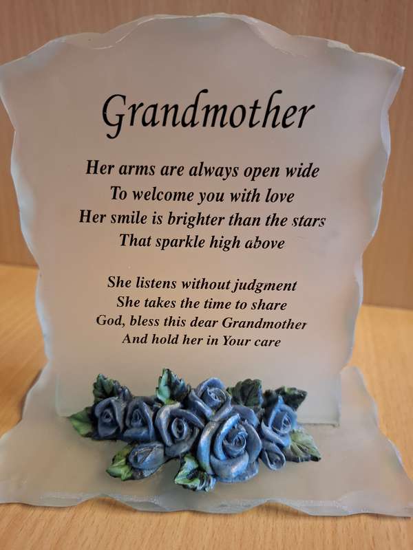 Glass Desk Plaque - `Grandmother`