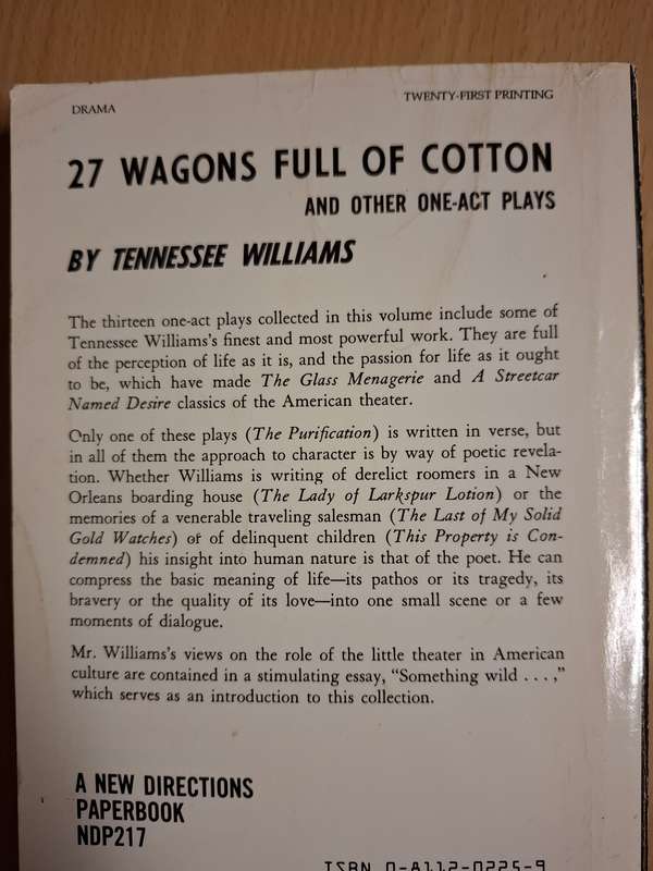 27 Wagons Full of Cotton and Other Plays: Tennessee Williams  (Paperback)