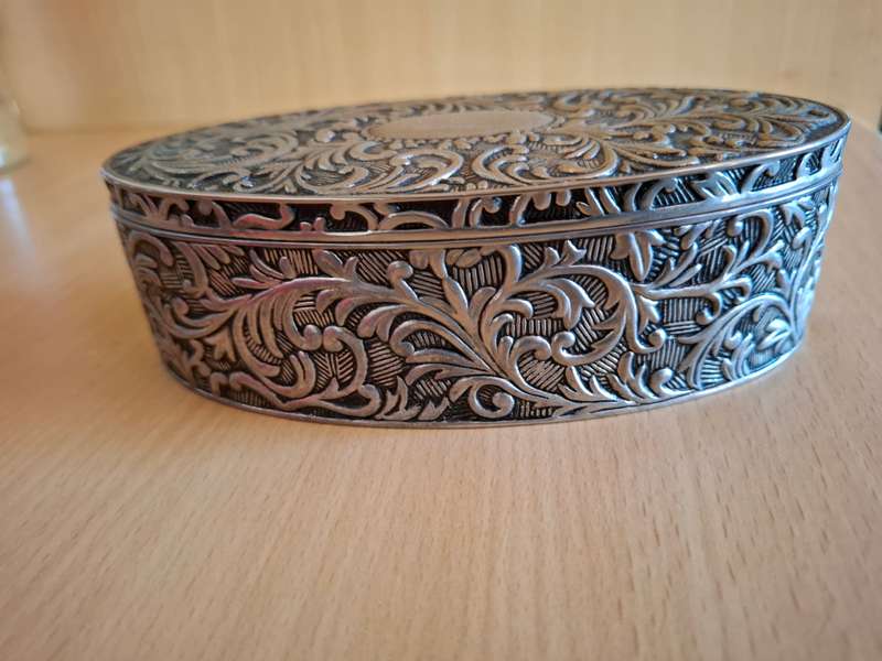 Oval Shaped Silver Plated Jewellery Box