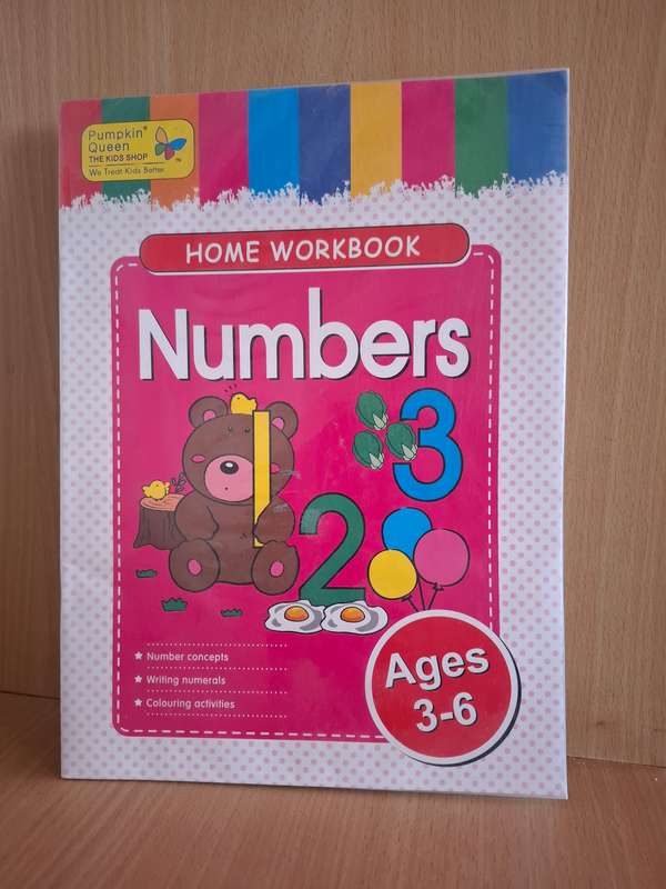 Home Workbook - Numbers  (Ages 3-6) Number Concepts, Writing Numerals, Colouring Activities)