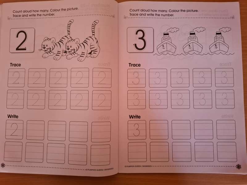 Home Workbook - Numbers  (Ages 3-6) Number Concepts, Writing Numerals, Colouring Activities)
