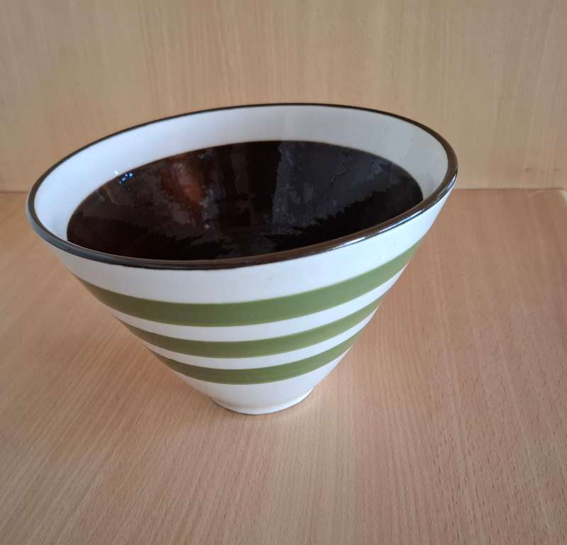 Round Stripe Ceramic Bowl - width 19cm height 13cm