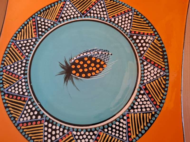 Square Orange Pineapple & Mosaic Pattern Platter/Dish - 25cm x 25cm