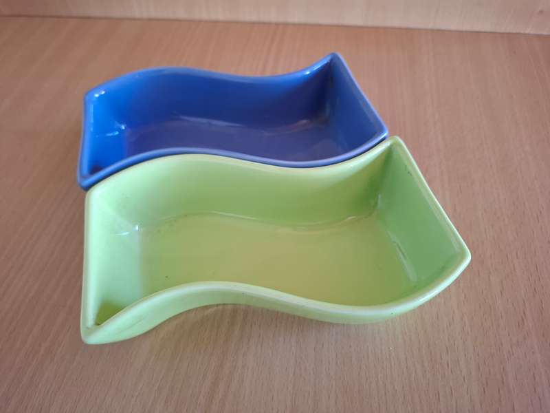 Set of 3 Shaped Serving Bowls (Black, Blue, Green)