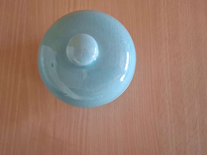 Round Ceramic Lidded Sugar Bowl - width 10cm height 7cm