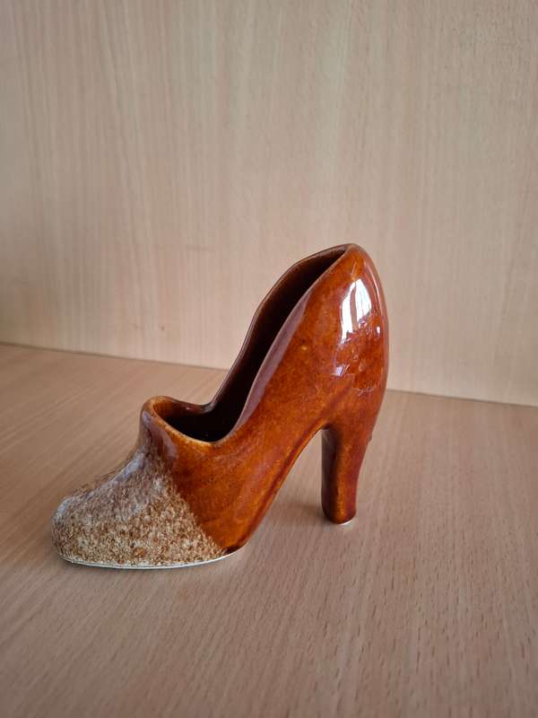 Vintage Brown Ceramic High Heel Ornament
