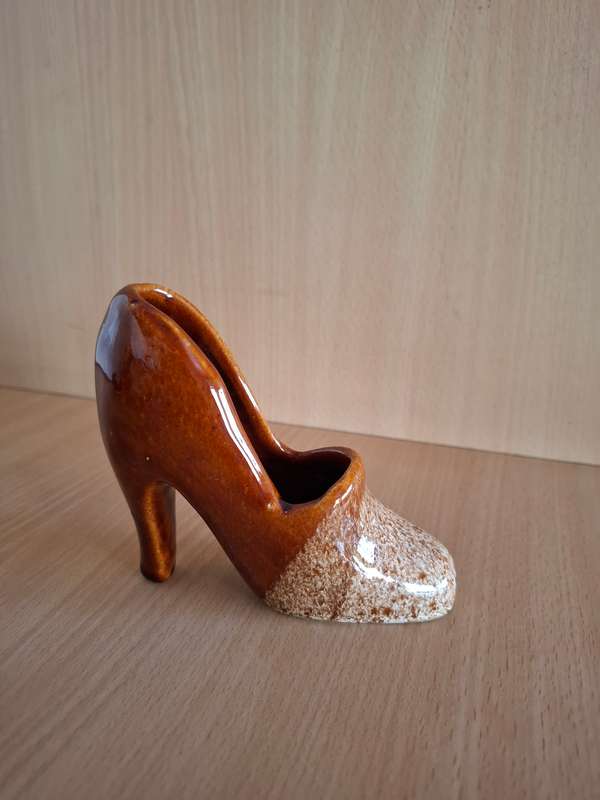 Vintage Brown Ceramic High Heel Ornament