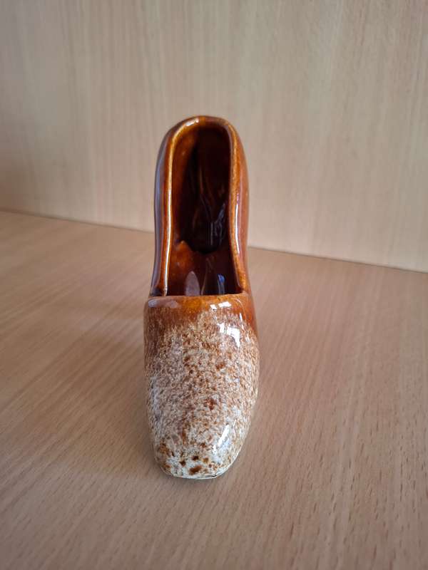 Vintage Brown Ceramic High Heel Ornament