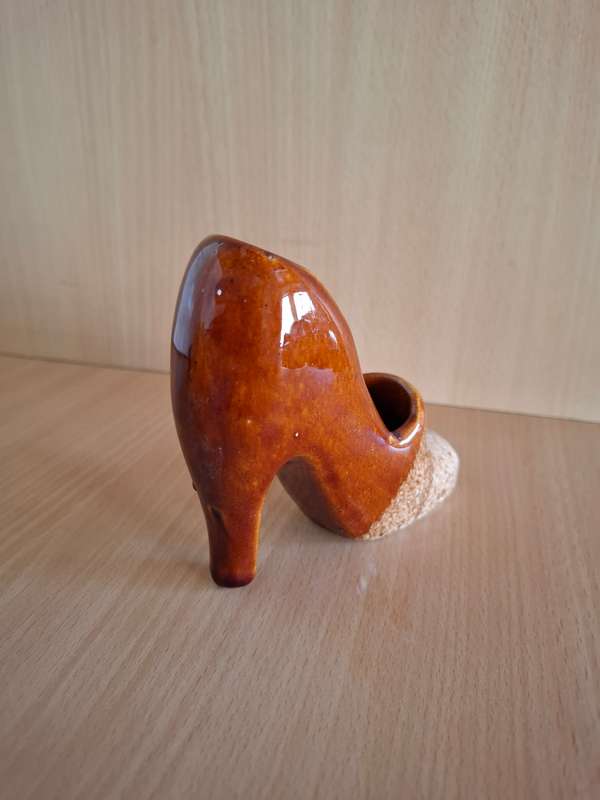 Vintage Brown Ceramic High Heel Ornament