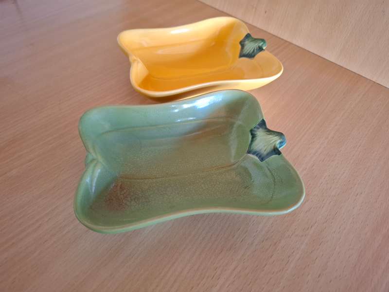Set of 2 Vegetable Shaped Ceramic Serving Dishes - 15cm x 12 cm