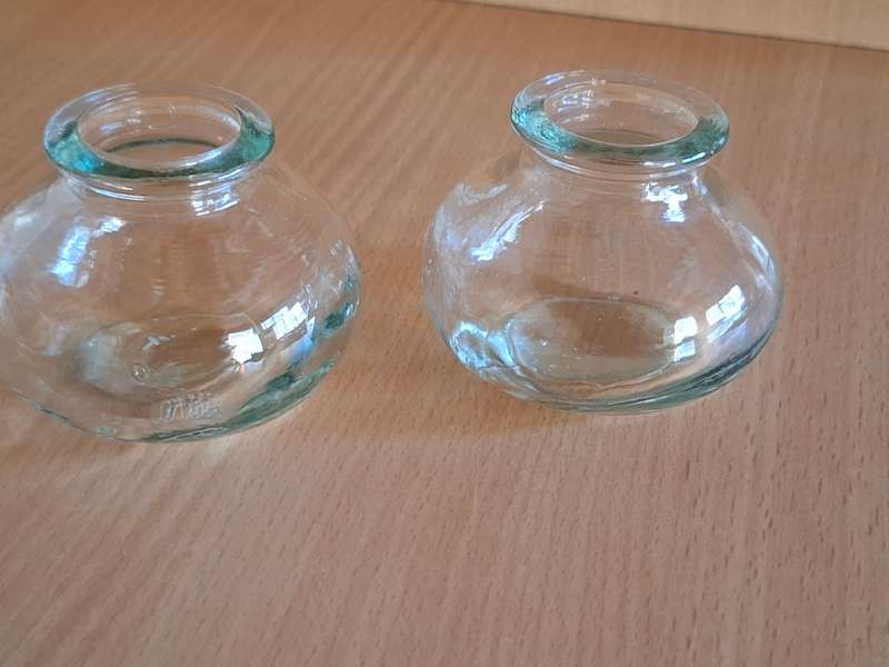 Set of 2 Small Glass Jars - height 6cm width 8cm